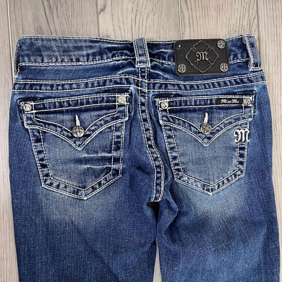Miss Me Women Size 27 Classic Skinny Leg Low Rise Denim Cotton Jeans Y2K Western - Picture 11 of 12